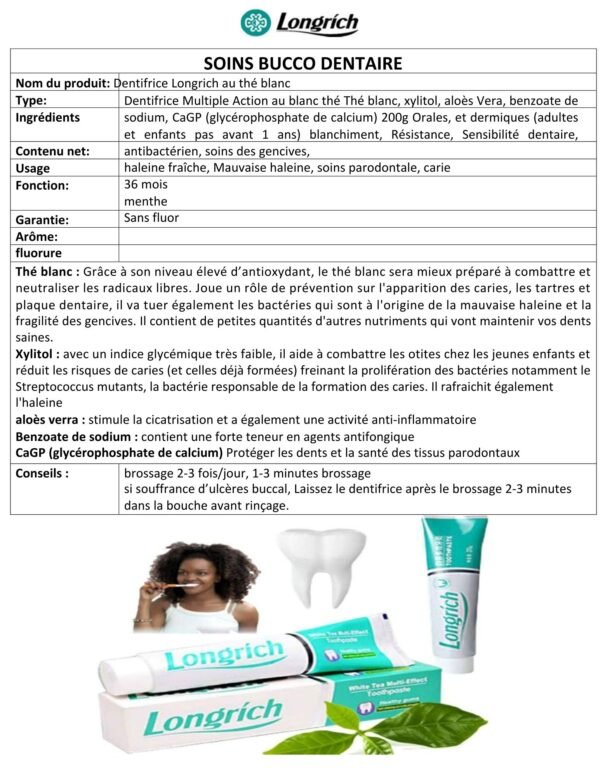 Pâte dentifrice thé blanc Longrich – Image 2